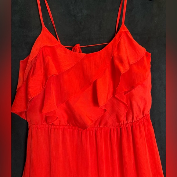 Vibrant Red Ruffle Dress - Picture 2 of 4